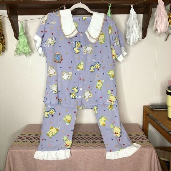 Pijama TA Kids Animal Print Button-Front Pajama Set Purple Size S-M - Picture 1 of 6